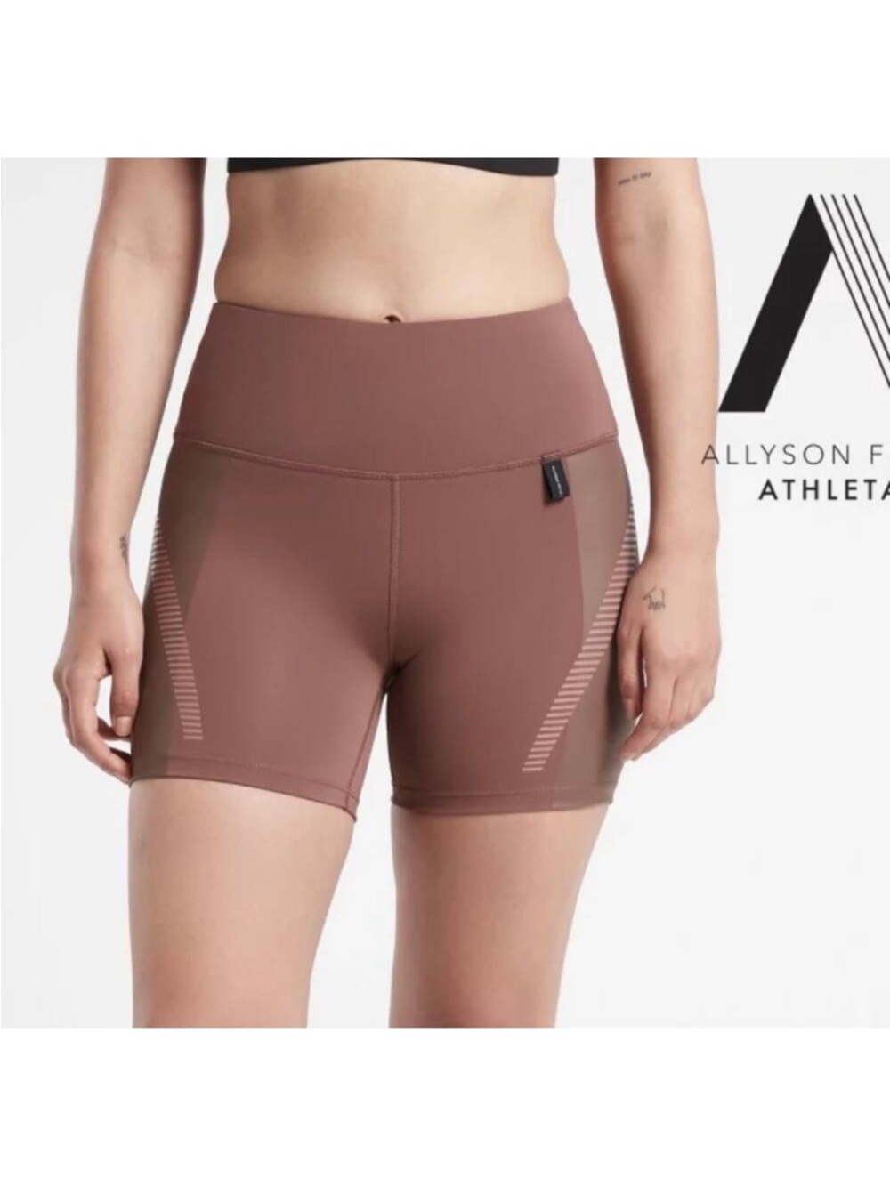 Allyson Felix + Athleta sports bra and shorts set
